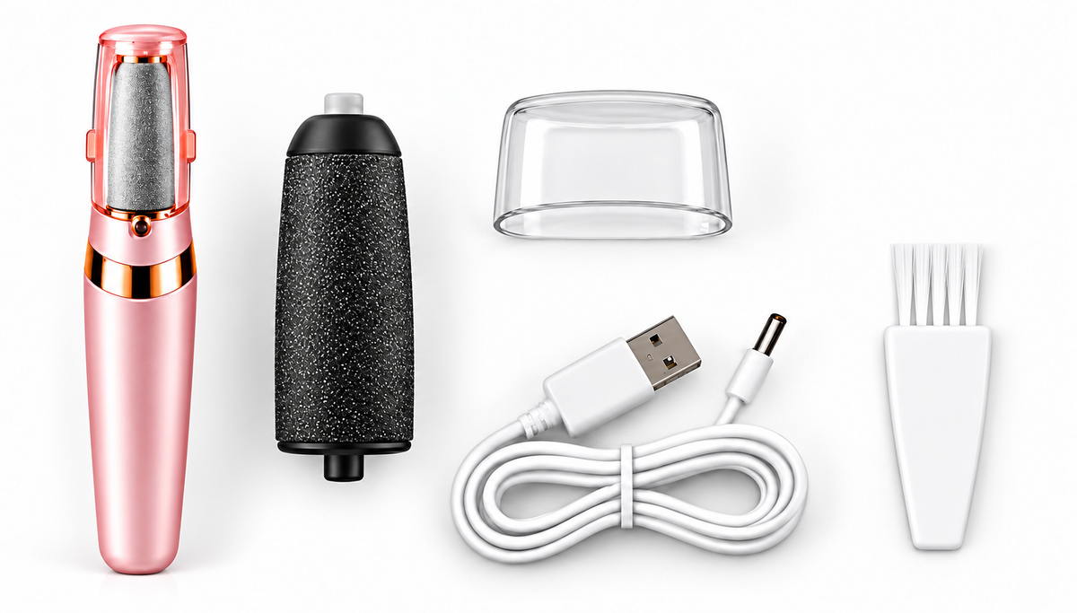 Device, spare roller, protective cap, USB cable and cleaning brush
